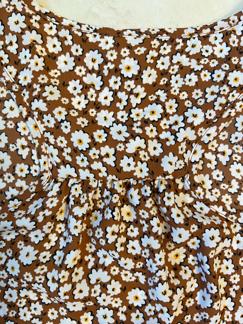 CAbi Brown Floral Lark Racer Back Tank Top, Button Up, Style #4358 - Picture 11 of 11